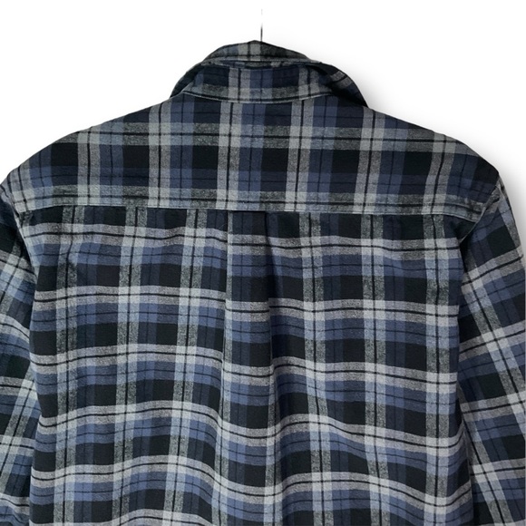 LL Bean Mens Vintage Freeport Main Plaid Flannel Shirt Cotton Chamois Blue Sz M - Picture 9 of 11